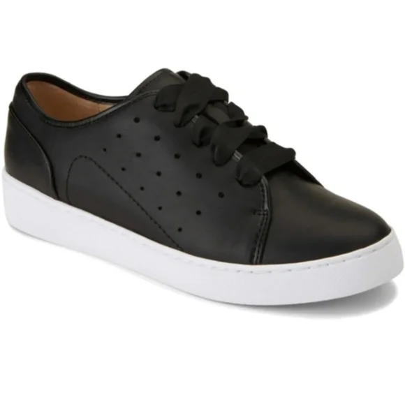 Vionic Keke sneaker black leather ribbon laces size 9.5 - Picture 1 of 9